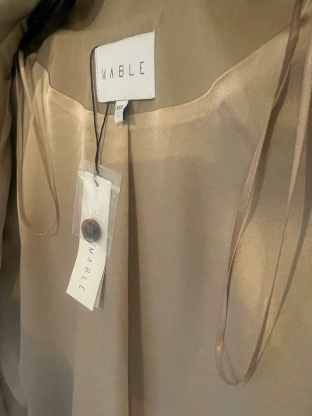 Scallop Detailed Balloon Sleeve‎ Trench Coat / Rain Coat, Khaki  Sz: S/M - Picture 11 of 16